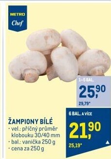 Žampiony bílé Metro Chef