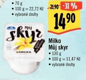 Dezert zakysaný ochucený Můj Skyr 0% Milko