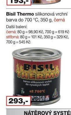 Bisil Thermo silikonová vrchní barva do 700 °C, 350 g, černá