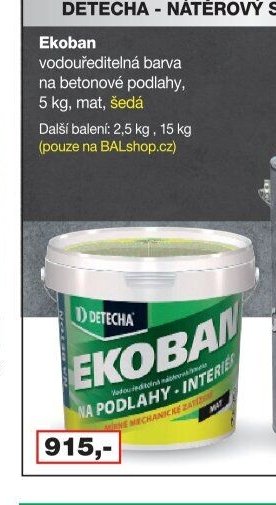 Ekoban vodouředitelná barva na betonové podlahy, 5 kg, mat, šedá