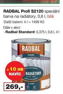 RADBAL Profi S2120 speciální barva na radiátory, 0,6 l, bílá