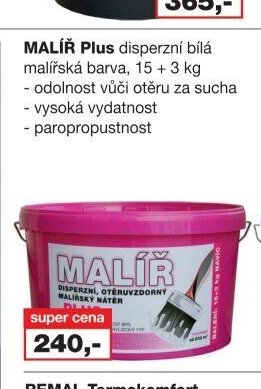 MALÍŘ Plus disperzní bílá malířská barva
