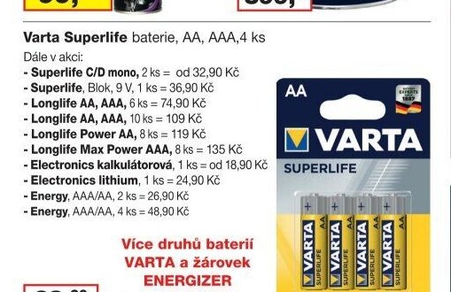 Varta Superlife baterie, AA, AAA, 4 ks
