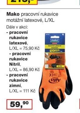 Mako pracovní rukavice motážní latexové, L/XL