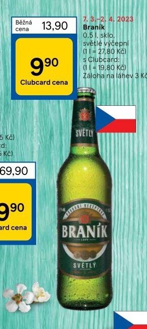 Braník 0,5 l, sklo, světlé výčepní