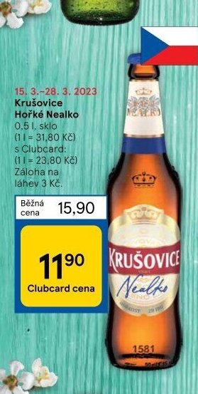 Krušovice Hořké Nealko 0,5 l, sklo