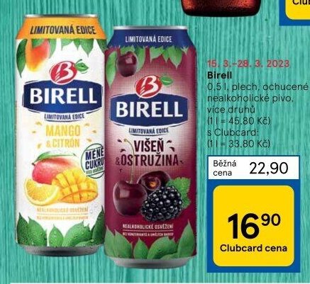 Birell 0,5 l, plech, ochucené nealkoholické pivo