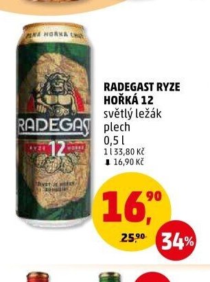 RADEGAST RYZE HOŘKÁ 12 světlý ležák plech