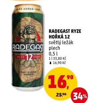 Pivo světlý ležák 12° Ryze hořká Radegast