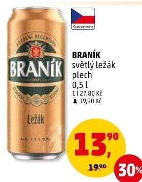 Pivo světlý ležák Braník