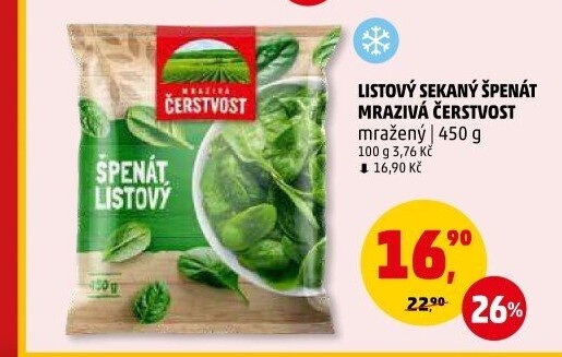 Špenát listový mražený Mrazivá Čerstvost