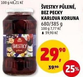 Kompot švestky Karlova Koruna