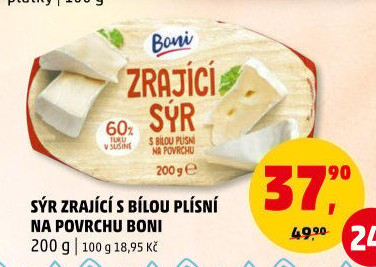 Sýr zrající s bílou plísní na povrchu Boni