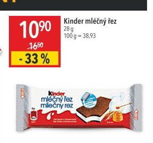 Kinder mléčný řez