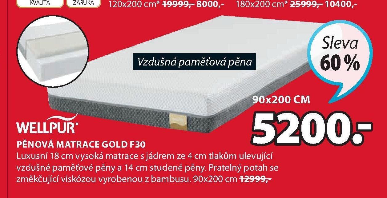 Pěnová matrace GOLD F30 90x200 cm - Jysk akcniletaky.com