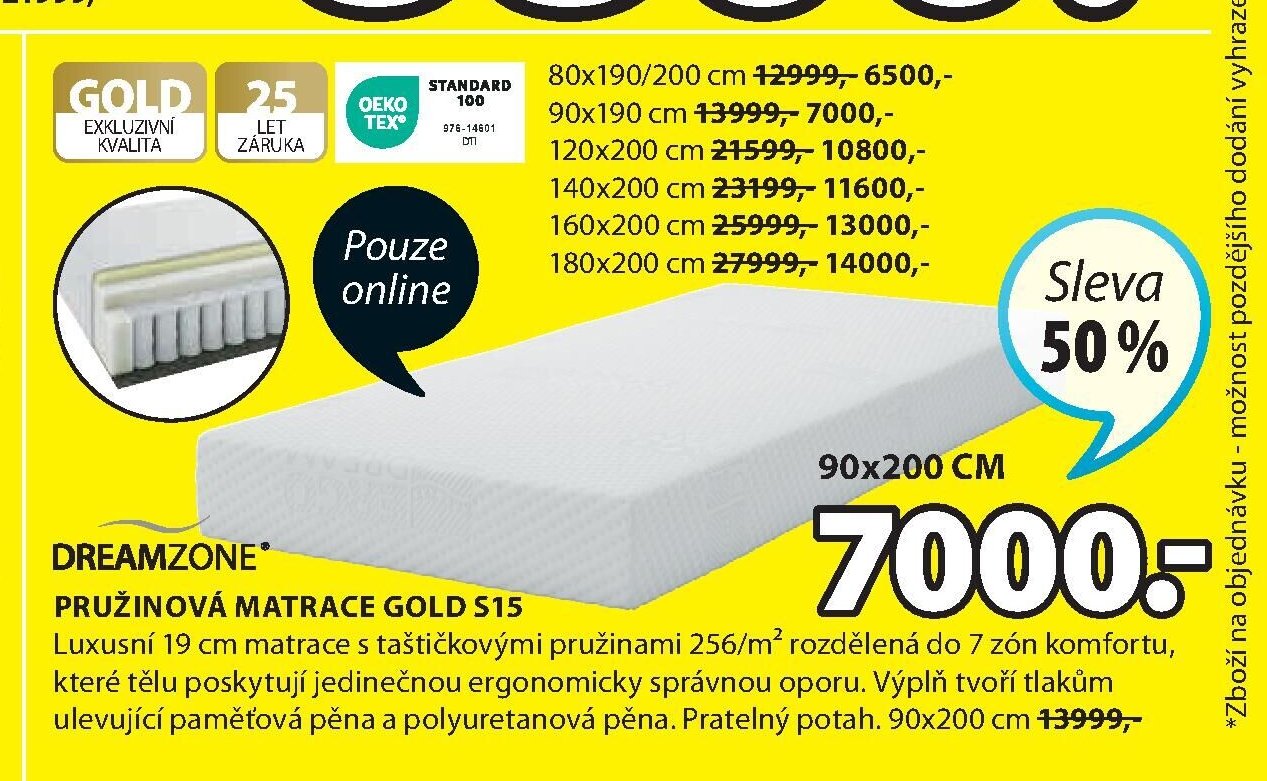 DREAMZONE® Pružinová matrace GOLD S15 - Jysk akcniletaky.com