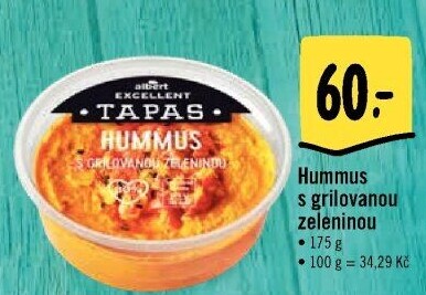 Tapas Hummus s grilovanou zeleninou Albert Excellent