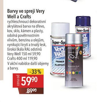 Barvy ve spreji Very Well a Crafts