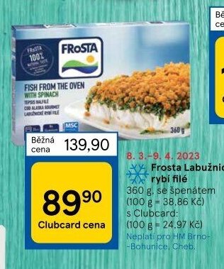 Frosta rybí filé se špenátem