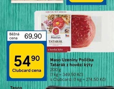 Maso Uzeniny Polička Tatarák z hovězí kýty