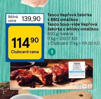 Tesco Sous-vide Vepřová žebírka s BBQ omáčkou