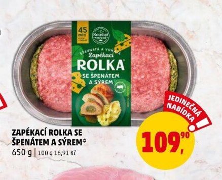 Zapékací rolka se špenátem a sýrem