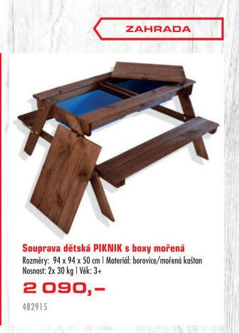 Souprava dětská PIKNIK s boxy mořená - UNI HOBBY akcniletaky.com