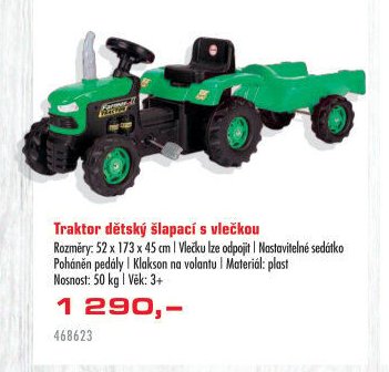 Traktor dětský šlapací s vlečkou - UNI HOBBY akcniletaky.com