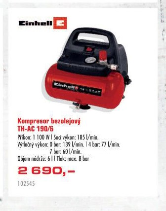 Kompresor bezolejový TH-AC 190/6 - UNI HOBBY akcniletaky.com
