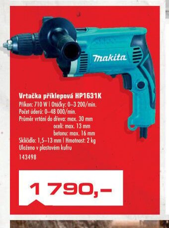 Vrtačka příklepová HP1631K - UNI HOBBY akcniletaky.com