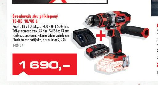 Šroubovák aku příklepový TE-CD 18/48 Li - UNI HOBBY akcniletaky.com