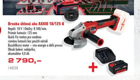 Bruska úhlová aku AXXIO 18/125 Q - UNI HOBBY akcniletaky.com