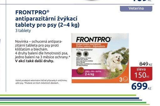 FRONTPRO antiparazitární žvýkací tablety pro psy (2–4 kg) 3 tablety