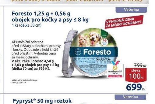 Foresto 1,25 g + 0,56 g obojek pro kočky a psy