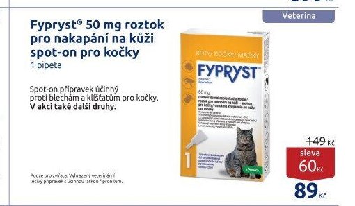 Fypryst 50 mg roztok na kapání na kůži spot-on pro kočky