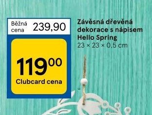 Závěsná dřevěná dekorace s nápisem Hello Spring