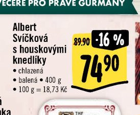 Albert Svíčková s houskovými knedlíky