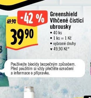 Greenshield Vlhčené čisticí ubrousky
