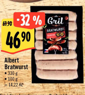Grilovací klobása bratwurst Albert Gril