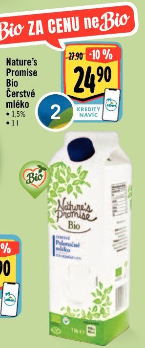 Mléko čerstvé bio Nature'