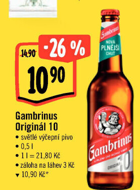 Pivo světlé výčepní Originál 10° Gambrinus
