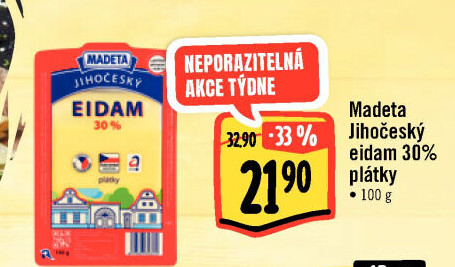 Sýr Eidam Jihočeský 30% Madeta