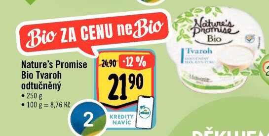 Tvaroh odtučněný bio Nature'