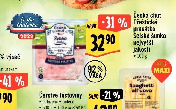 Česká chuť Přeštické prasátko Selská šunka