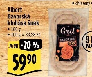 Bavorská klobása šnek Albert Gril