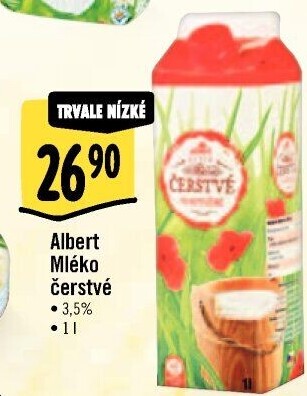 Mléko čerstvé Albert - 3,5% plnotučné