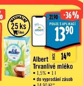 Mléko trvanlivé Albert - 1,5% polotučné