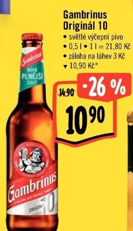Pivo světlé výčepní Originál 10° Gambrinus