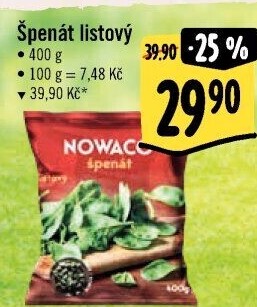 Špenát listový mražený Nowaco