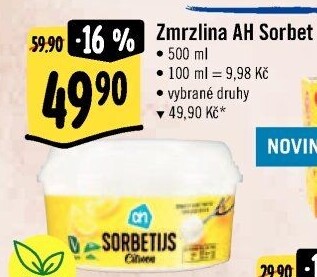 Zmrzlina sorbet v kelímku Albert Heijn